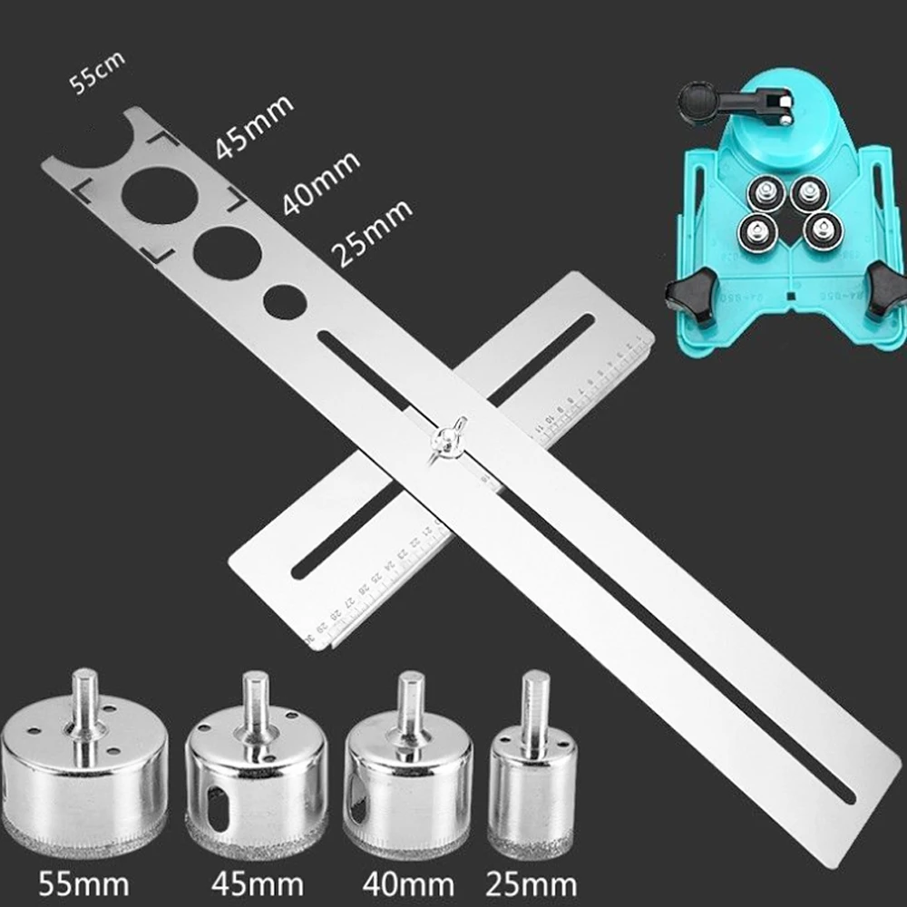 

Adjustable 4-83mm Diamond Opening Drill Bit Tile Glass Hole Locator Saw Core Bit Guide Chuck Positioner With Vacuum Base Sucker