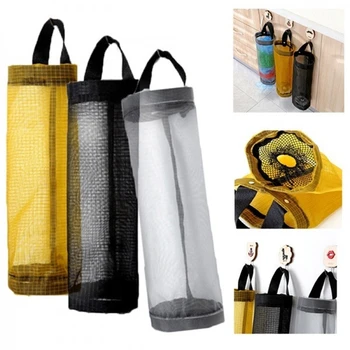 

3Pc Kitchen Plastic Bag Holder Dispenser Hanging Trash Storage Bag Mesh Grid Garbage Bags