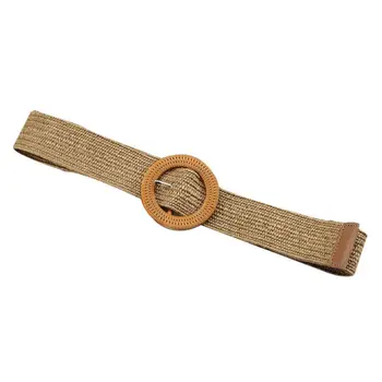 

Women Belts All-match Weaving Round Buckle Decorative Girls Fashion Belt