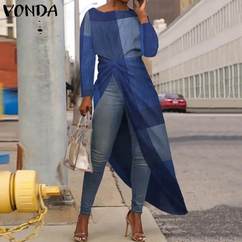 Vintage Patchwork Printed Long Sleeve Blouses Women Tops Plus Size Tunic 2020 VONDA Casual Plaid Shirts Office Ladies Long Tops Vintage Patchwork Printed Long Sleeve Blouses Women Tops Plus Size Tunic 2020 VONDA Casual Plaid Shirts Office Ladies Long Tops