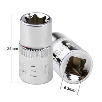 

6 Pcs 6*Drive Sockets Home & Garden Power Hand Tools Female Bit Drive Socket Set 1/4 Inches Torx Star