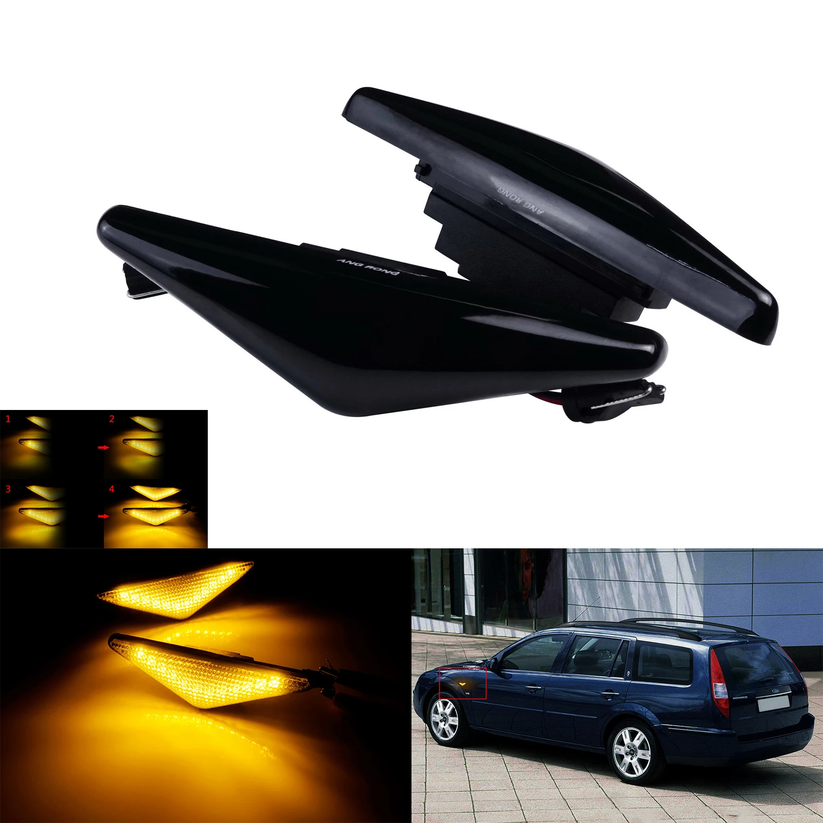 

Динамические светодиодные боковые указатели, повторитель света для Ford Focus Mondeo 1998-07