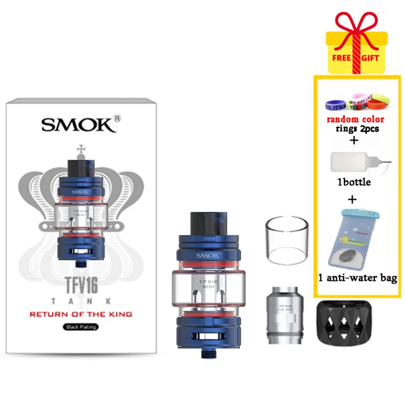 SMOK TFV16 бак 9 мл электронная сигарета атомайзер 510 нить TFV 16 сетка катушка испаритель VS TFV12 Prince Танк Vape - Цвет: Blue