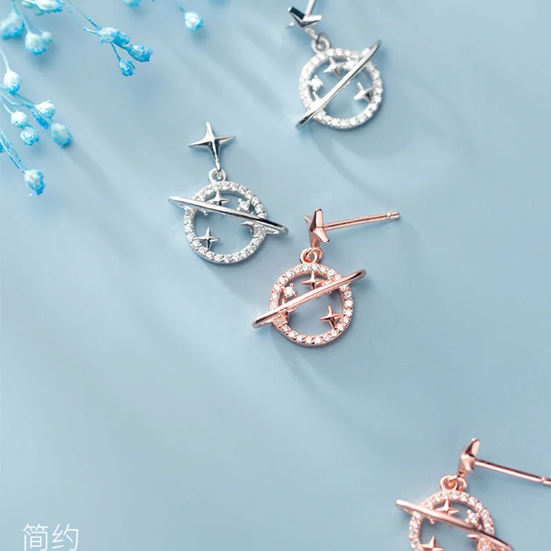 Кубическим цирконием Star 925 пробы, сереьряные серьги гвоздики для женщин, Для женщин маленькие серьги в виде звезды для детей, для девочек-подростков, корейский, геометрической формы ювелирные изделия