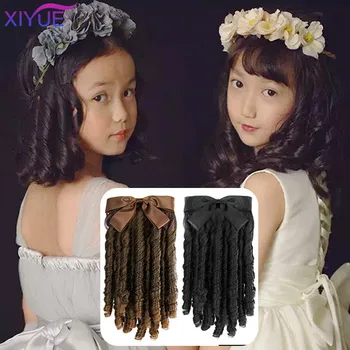 

Vintage Princess Curls Long Ponytail Synthetic Hairpiece Wrap on Clip Hair Extensions Ombre Brown Pony Tail Blonde Fack Hair