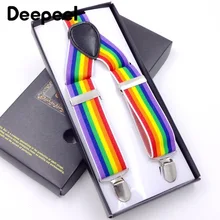 Deepeel/1 шт., 3,5 см* 100-120 см, мужские Разноцветные полосатые подтяжки, 3 зажима, Y-Back, регулируемые эластичные подтяжки YK740