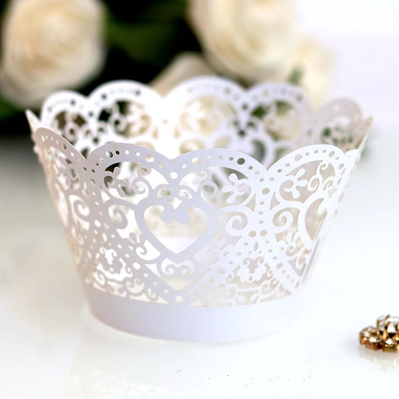 

50 шт., декоративные формочки для кексов в форме сердца