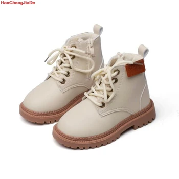 

Kids Children boots Winter Girls Boots Boys Plush Snow Motorcycle Boots Lace-Up Rome Boots Kids Shoes Party School