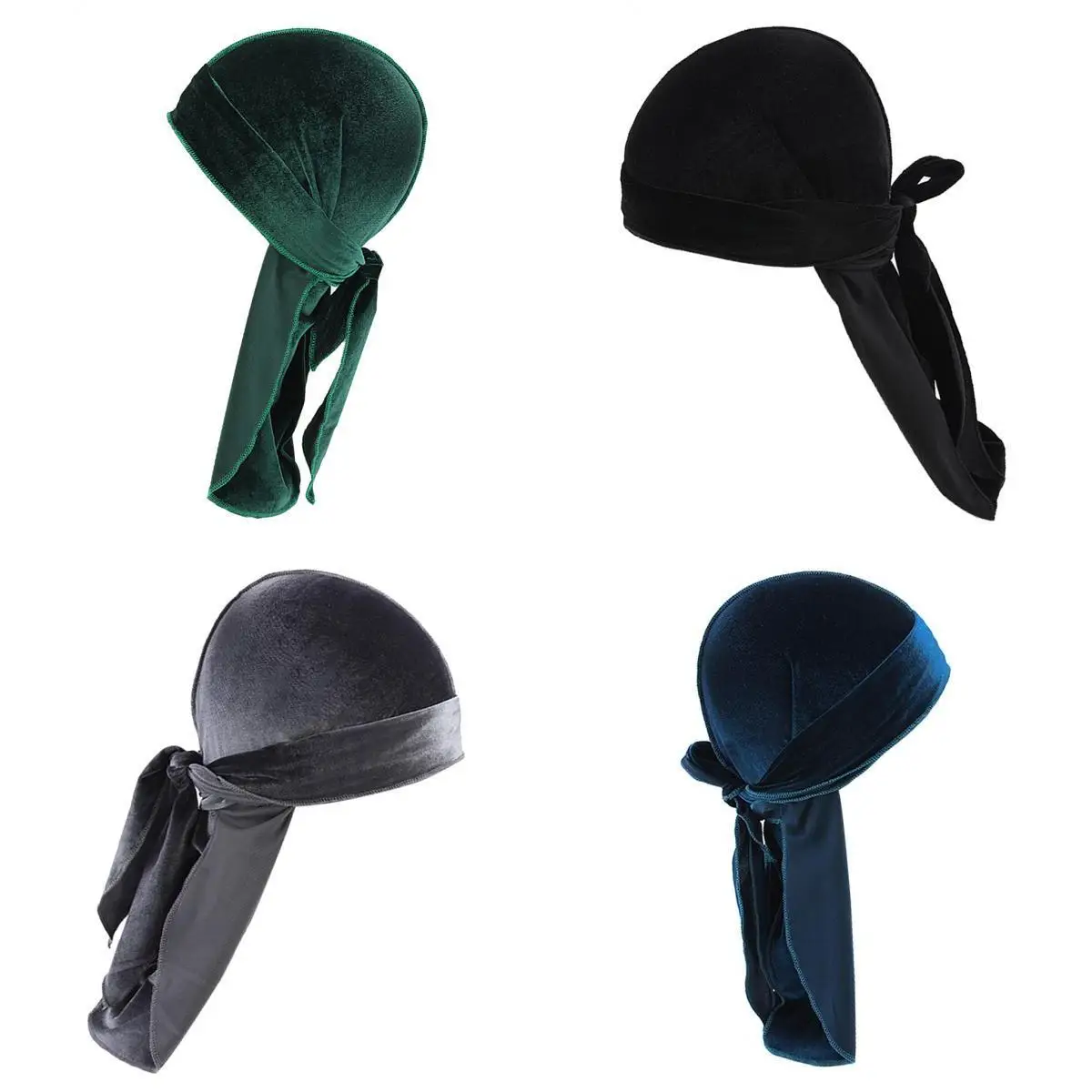 4 Pieces Premium Silky Men Women Durag Hat Wave Cap Casual Bandana Durag