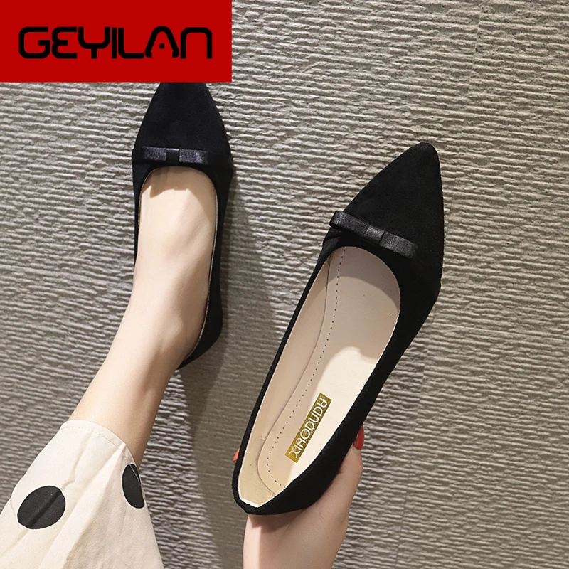 

New Selling Women's Flat Shoes Simple Solid Color Pointed Toe Basic Office Women's Spring Frosted Leather Casual Shoes W33-31