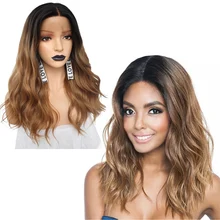 Best Price Anogol Black Ombre Brown Long Body Wave Futura Peruca Wigs Synthetic Lace Front Wig For American Women Best Price Anogol Black Ombre Brown Long Body Wave Futura Peruca Wigs Synthetic Lace Front Wig For American Women