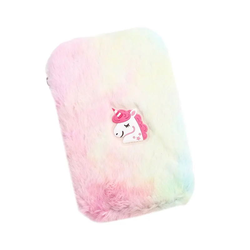 TOPSTHINK пенал Единорог креативный большой канцелярский многослойный мешок пух войлочная коробка пенал для девочки - Цвет: pink