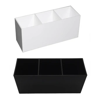 

2x 3 Slot Cosmetics Brush Storage Case Acrylic Solid Color Makeup Tools Holder Organizer Box Durable Makeup Tool Black & White