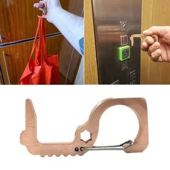 

10pcs Contactless Antimicrobial Door Opener Elevator Handle No-Touch Zinc alloy Key Chain Safety Protection Anti-bacteria Tool