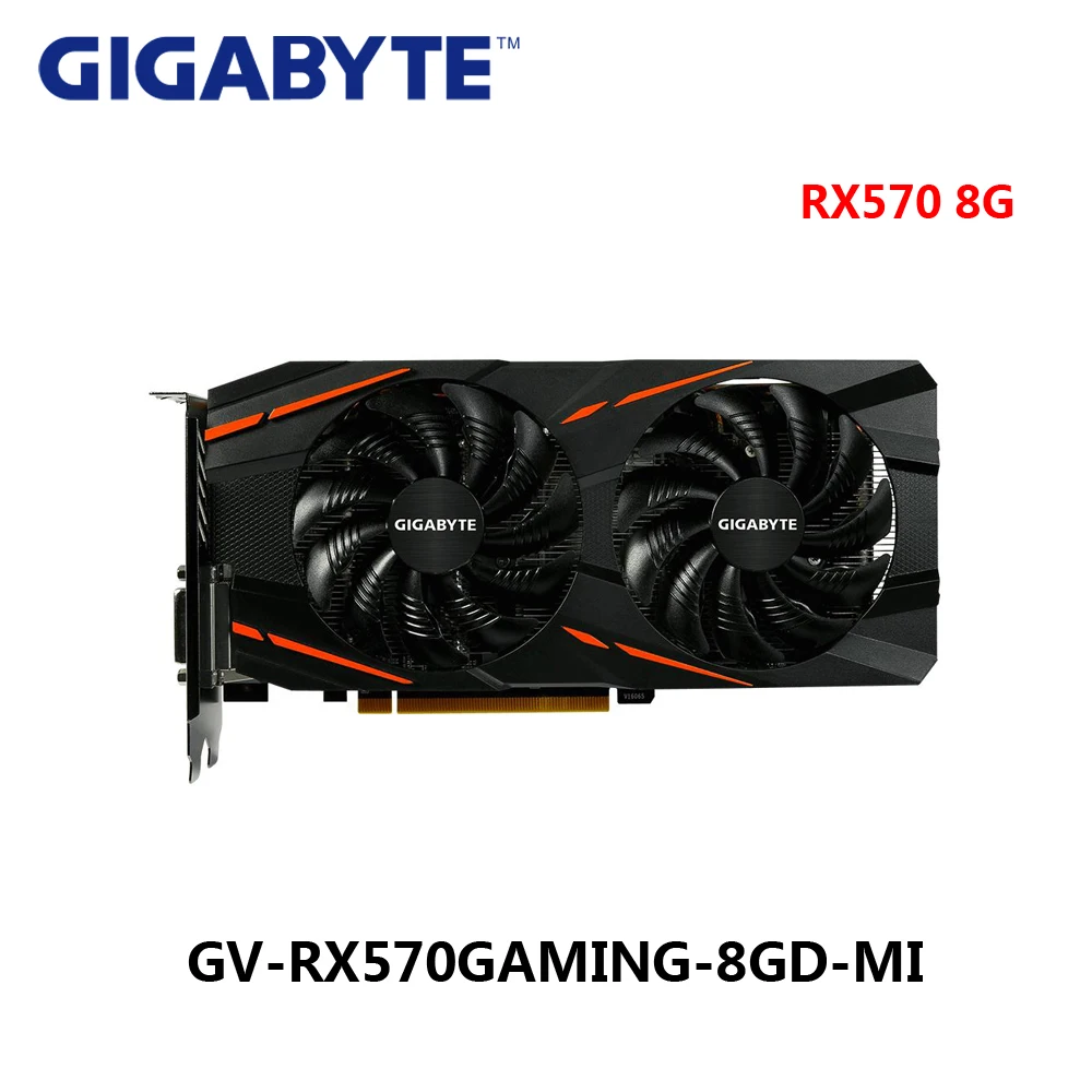 Б/у оригинальная Видеокарта GIGABYTE Radeon AMD GA Rx 570 8G Gb PC Gaming Graphic