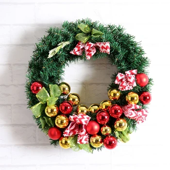 

1Pc Christmas Garland Stripe Ribbon Rattan Hoop Wreath Door Hanging Ornament Christmas Decorations For Home Party Supplies