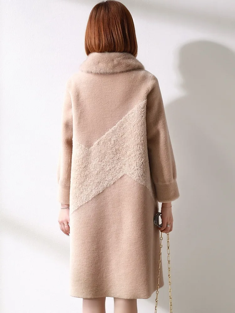 

Fur Real Coat Female Mink Fur Collar Sheep Shearling Fur Winter Jacket Women Real Wool Coats and Jackets Women MY3723 s s