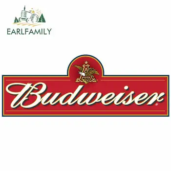 

EARLFAMILY 13cm x 4.8cm for Budweiser Beer Logo Red Funny JDM Car Stickers Graffiti Sticker Personality Custom Printing Decal