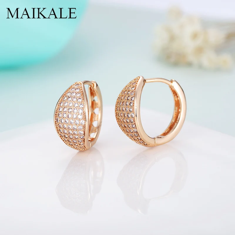 Женские круглые серьги-гвоздики MAIKALE роскошные серьги золотистого/серебристого