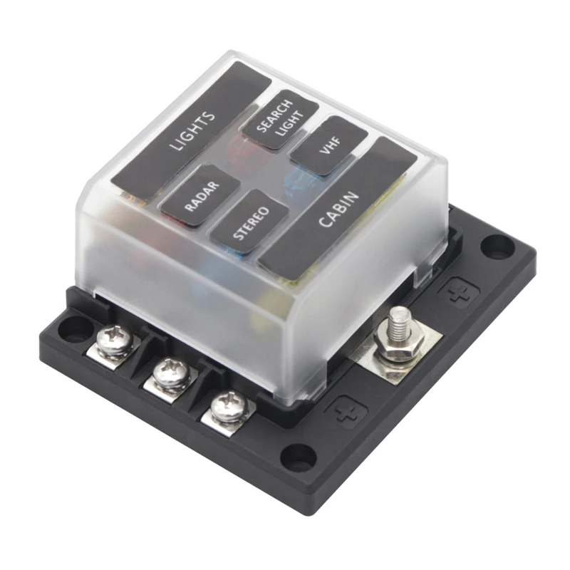 6 Way Auto Power Distribution Fuse Panel 12V 32V Fuse Box Holder M5