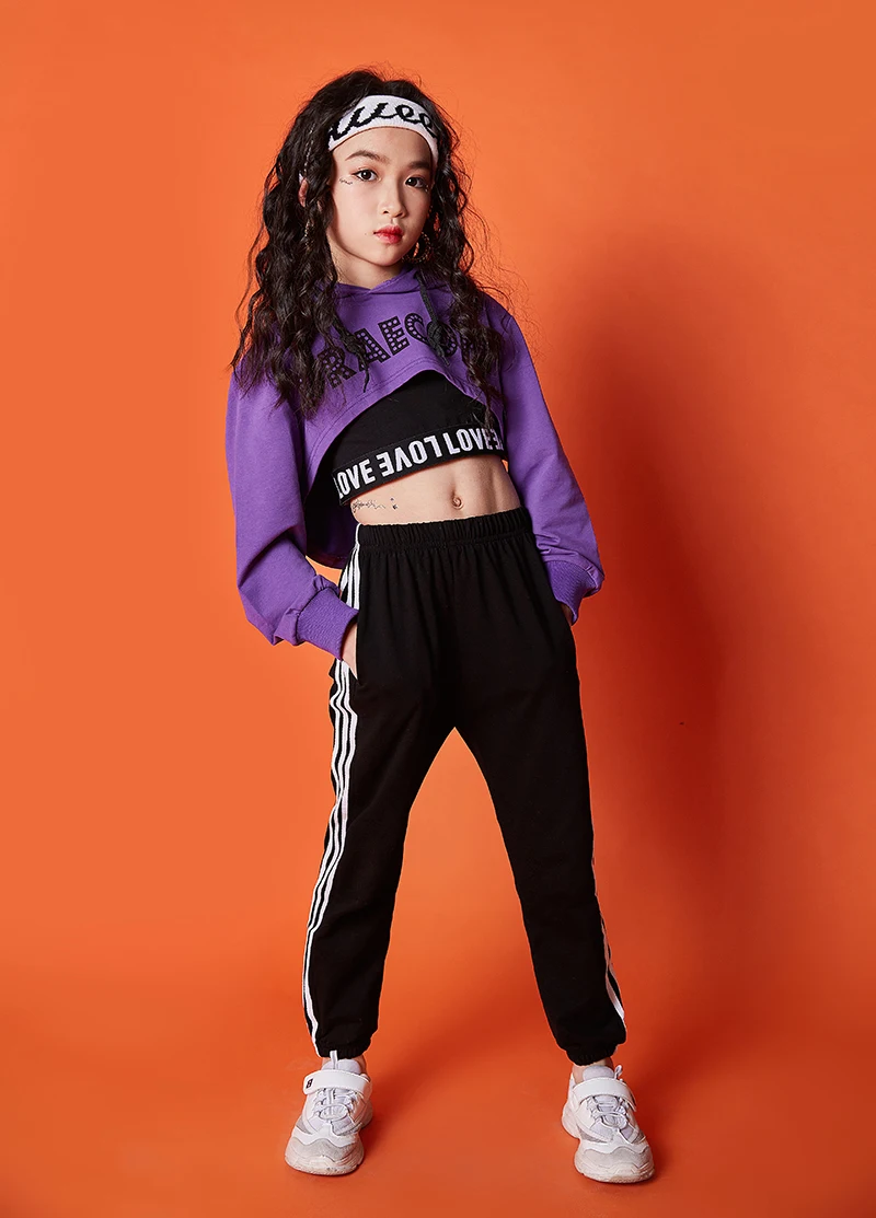 Summer girls clothes set Long Sleeve 2019 8 10 12 14 16 Years jazz dance costumes for kids hip hop hoodie top costume kids Girls (7)
