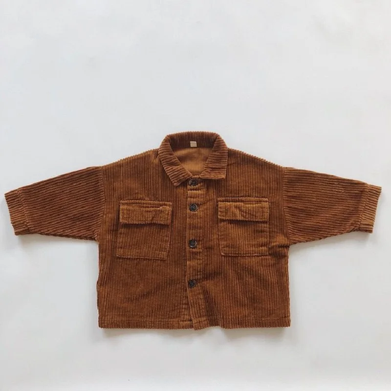 Fashion Baby Girl Boy Corduroy Shirt Jacket Infant Toddler Child Spring Autumn Coat Baby Outwear High Quality Clothes 1-8Y