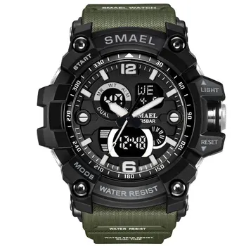 

Sport Men's Watches Military Army Green LED Waterproof Reloj Hombres Calendar Dual Time Wristwatch Alarm Male Clock For Men