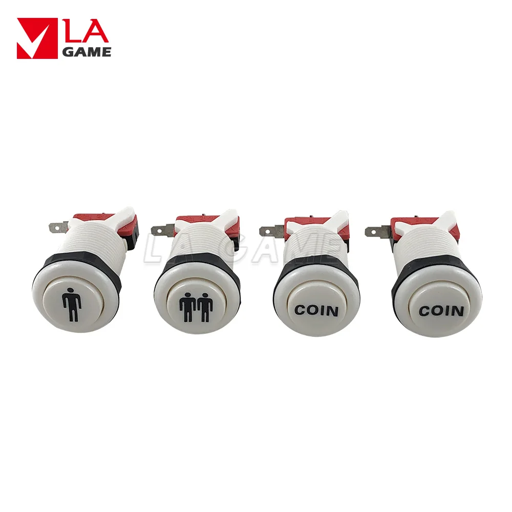 

5 Pcs Arcade Buttons American Happ Style 28mm Mounting Hole 1p 2p Coin Kit Arcade For Arcade Game Mame Jamma Game Console