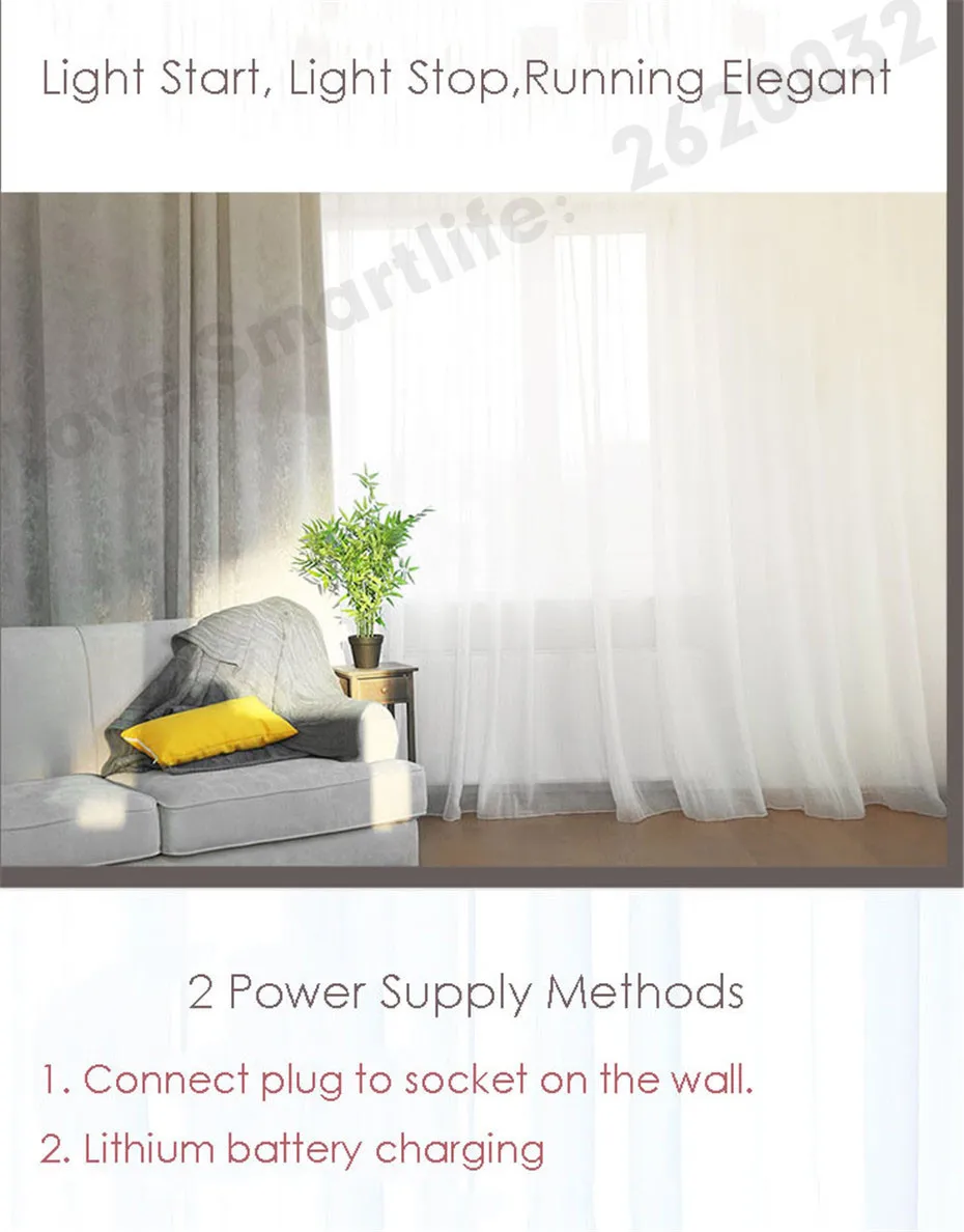 xiaomi Super Silent Curtain Track+Aqara B1 Li battery Motor,Mi Home App Apple Homekit,Smart Curtain Rails Control System,Mijia Smart Curtain System, Siri Voice Control -24