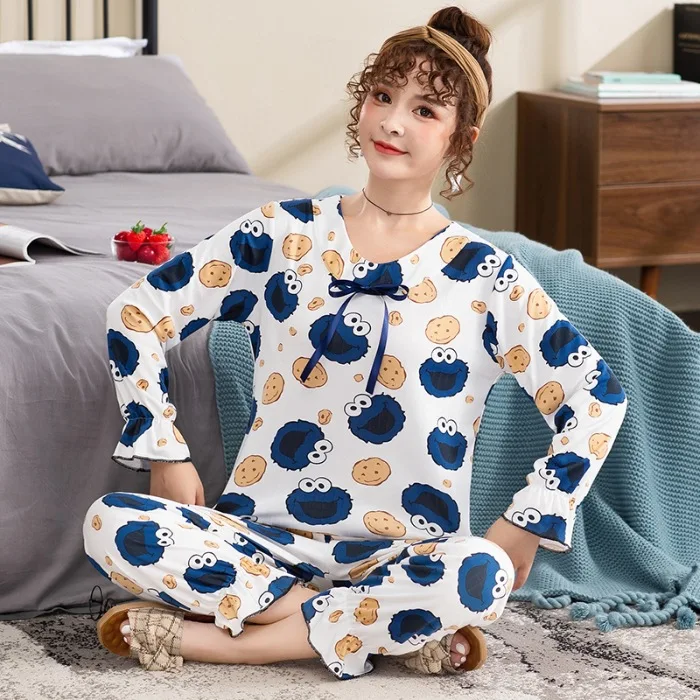 

Multi--2020 Spring And Autumn Women's New Style Pajamas Suit 180 Grams Sunken Stripe Double-Sided Qmilch Home Wear