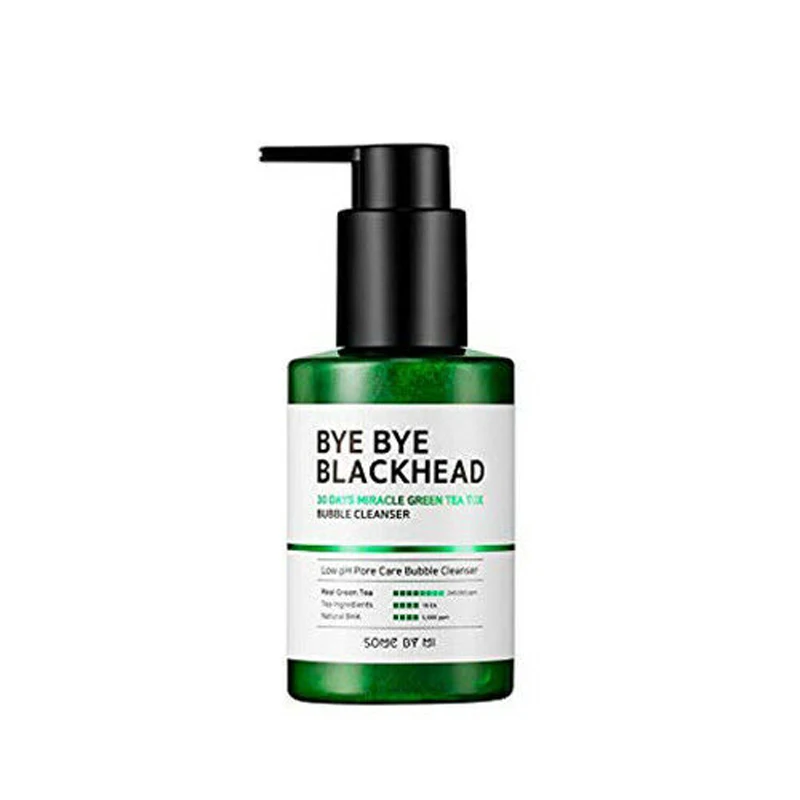 SOME BY MI Bye Bye Blackhead 30 Days Miracle Green Tea Tox Bubble Cleanser Pimple Acne Treatment Removal Exfoliating some by mi aha bha pha 30 days miracle acne clear foam 100ml blackhead removal facial cleanser exfoliating deep cleansing