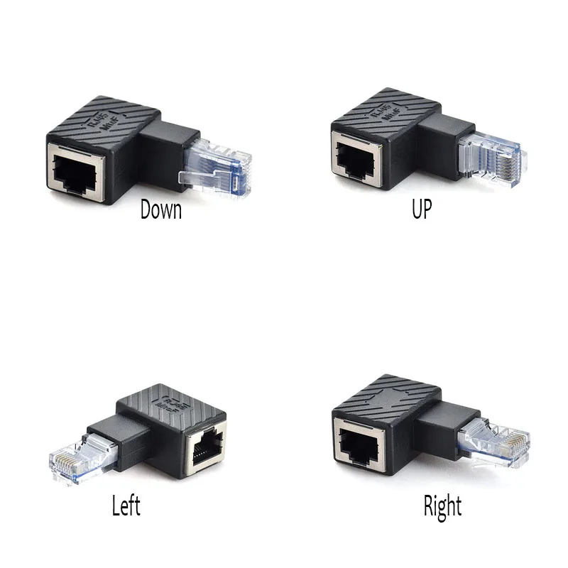 Right Angle RJ45 Male to Female Cat5/6 Ethernet LAN Extension Adapter - 90/180/270 Degree Description Image.This Product Can Be Found With The Tag Names Ethernet 90 angle adapter, Ethernet 90 degree adapter, Right angle ethernet adapter, Rj45 adapter 90 degree angle