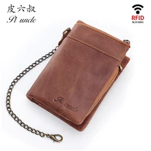 Genuine Leather Men Rfid Thin Wallet Men Card Holder Coin Short Purse Small Male Money Bag Quality Men Mini Case Clutch Bags New