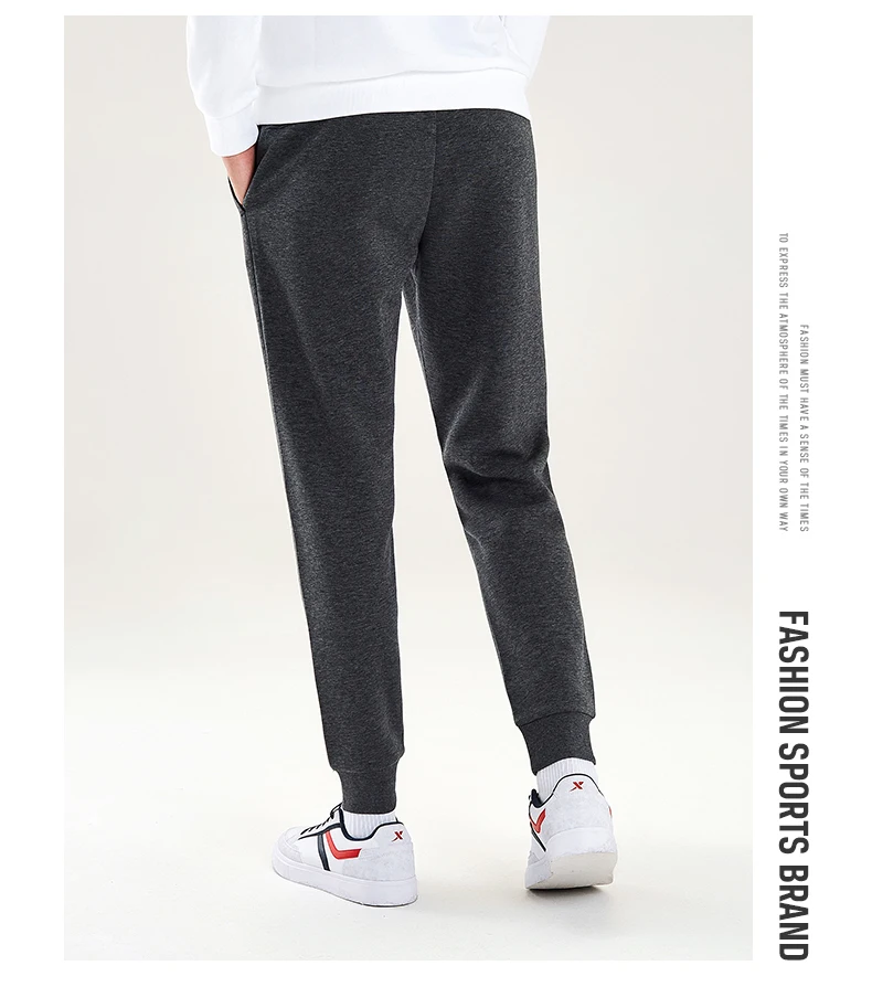 Xtep зимние теплые модные повседневные трикотажные брюки для мужчин, уличные спортивные эластичные штаны для бега, фитнеса 881429639257