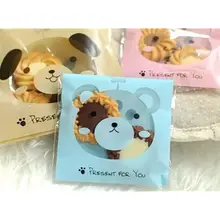 DishyKooker ONOR-Tech 100 шт милые OPP самоклеющиеся печенья пекарня конфеты Бисквитное угощение подарок Diy пластиковый пакет(синий медведь