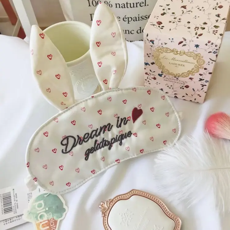 

Japanese-style Bunny Rabbit Eared Eye Patch Heart Shape Lettered Cute Rabbit Eyeshade Sleep Eye Patch Travel Single Product
