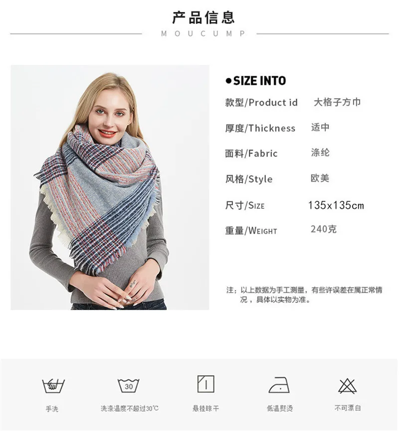 Роскошный брендовый зимний женский шарф, клетчатый кашемировый квадратный шарф, шали и палантины, женский шарф из пашмины, женский шарф-одеяло