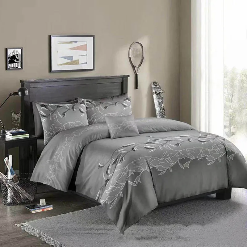 Luxury Duvet Quilt Cover Bedding sets Pillowcase Single Double King Silver Grey 