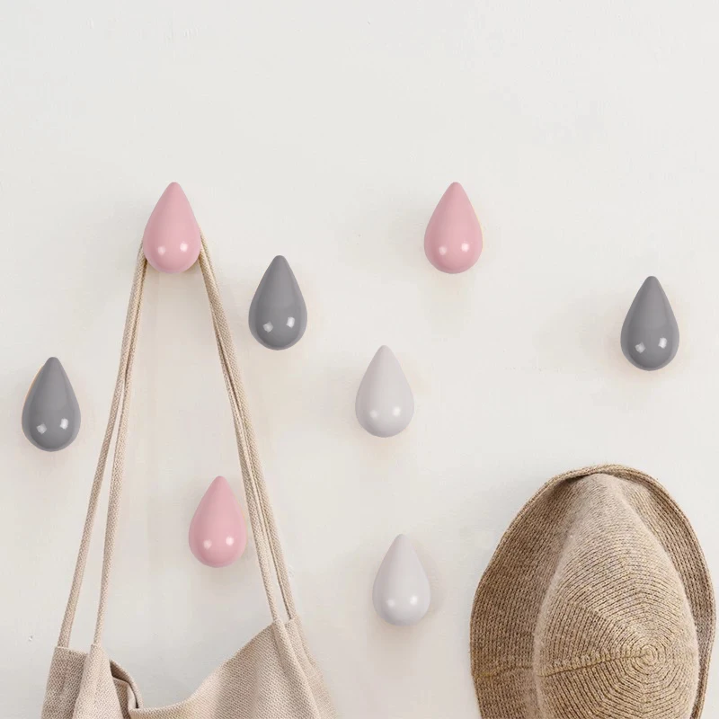 Wall-Hook Hanger-Holder Decorative-Hooks Door-Back-Wall Wood Drop-Shaped Handbag-Hat