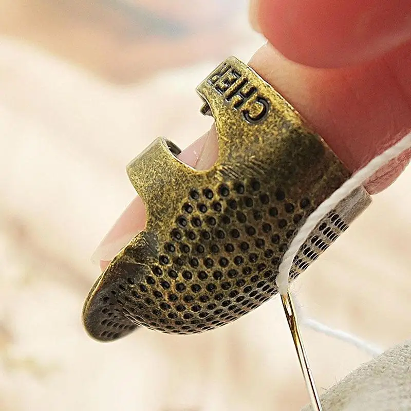 Retro Handworking Sewing Thimble Finger Protector Needlework Metal Brass Sewing Thimble DIY Sewing Tools Accessories