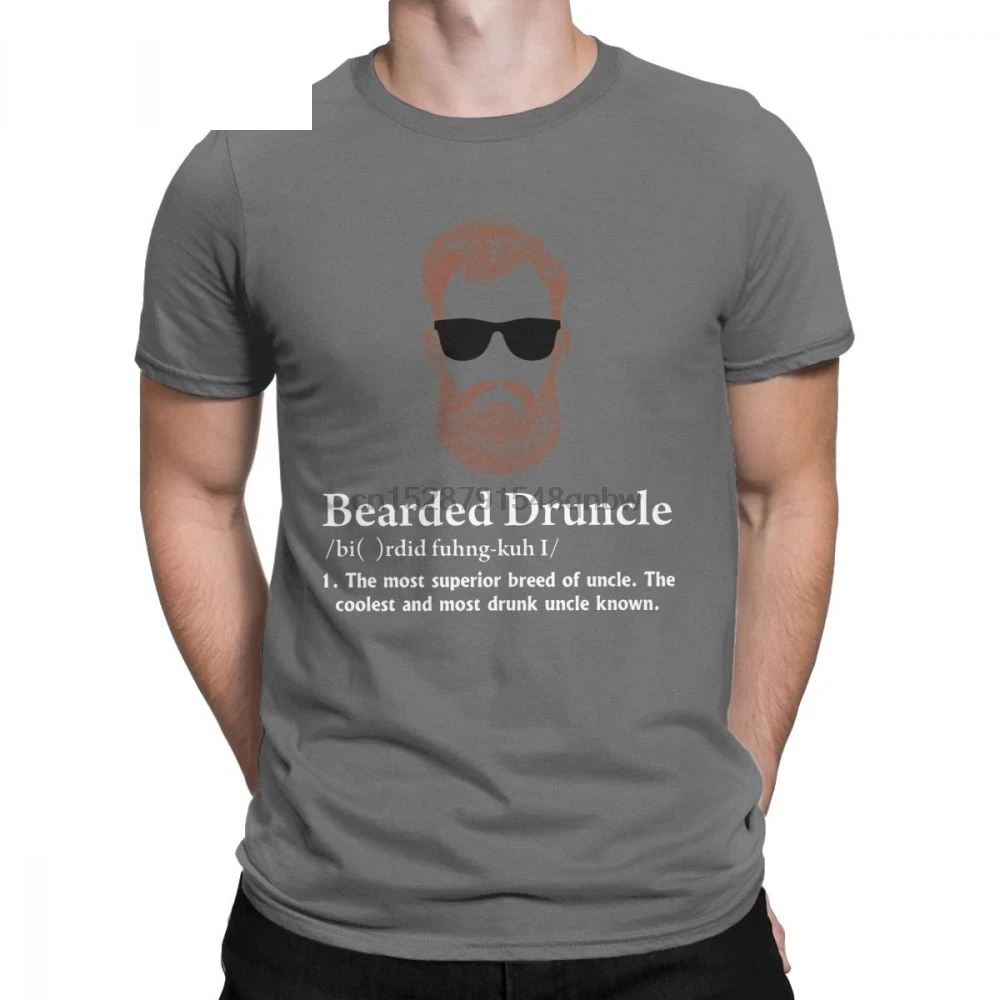 Mens Bearded Druncle Drunk Uncle T-Shirt Mand Awesome Tees Crewneck Funny Gift Idea Cotton Clothes T Shirt | Мужская одежда