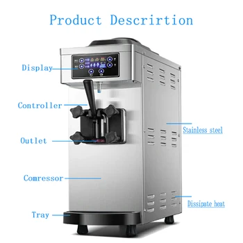 

High-quality commercial small Italian soft ice cream machine touch screen ice cream cone ice machine 1100W for sale