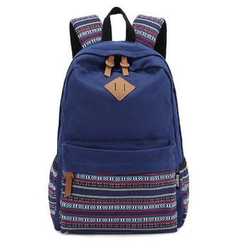 

Ladies Vintage Canvas Backpack Retro Vintage backpack for outdoor camping picnic Sports University backpack schoolbag blue