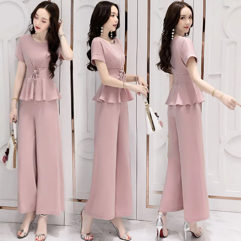

2019 Spring And Summer New Style nv zhuang fang Fashion Short-height Waist Hugging Slimming Fashionable Set Elegant Ladies' Two-