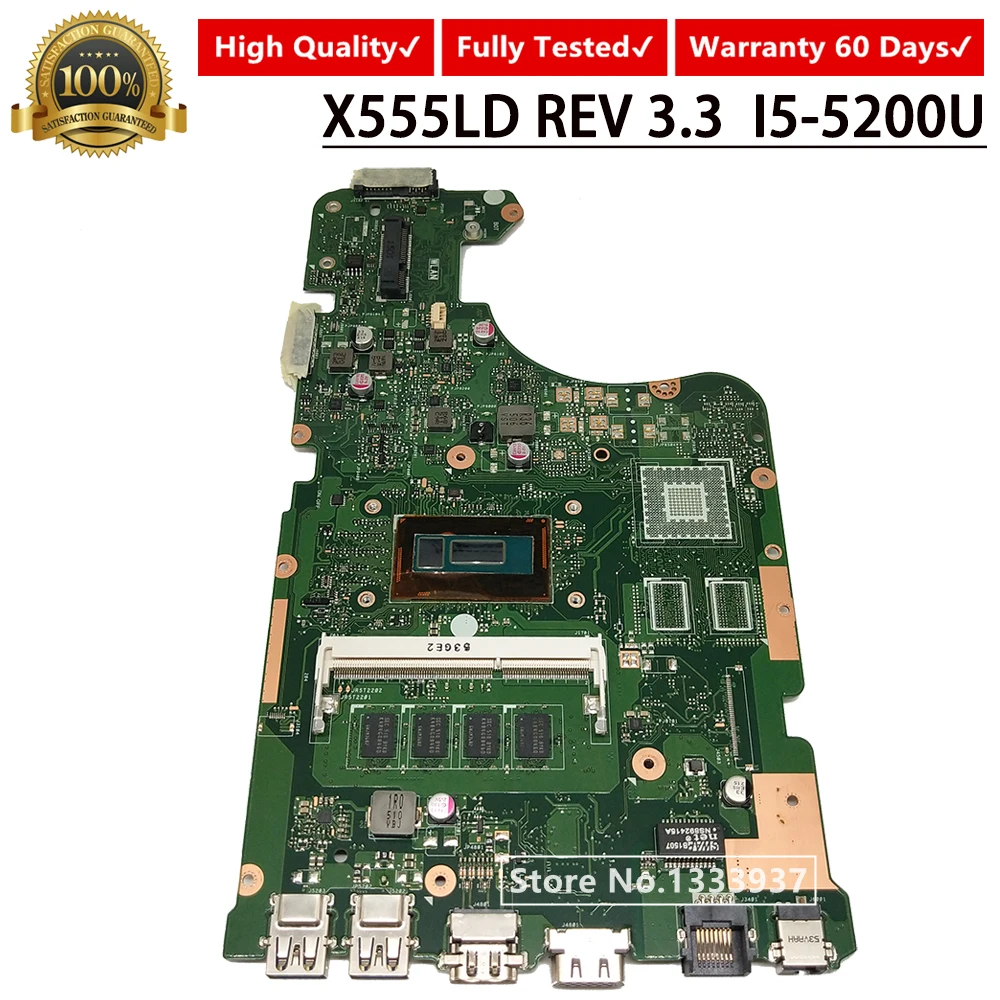 discount  X555LD mainboard SR23Y I5-5200U 3.3 For ASUS X555LA X555LD X555LF X555LJ X555L X555 Laptop motherbo