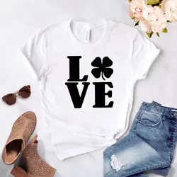 Женская футболка с принтом «Love Shamrock», хлопковая, хипстерская, забавная футболка, подарок, женская футболка Yong girl, Прямая поставка, ZY-402