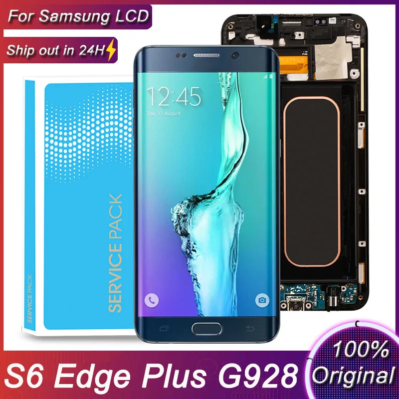 100% Оригинальный 5 7 ''S6 Edge + ЖК-дисплей для SAMSUNG Galaxy S6 edge plus с рамкой G928 G928F G928G