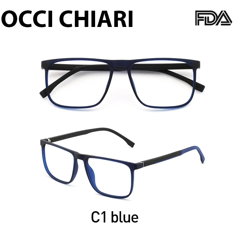 C1 blue OCCI CHIARI TR90, мужские очки, синий светильник, очки по рецепту, винтажные очки для близорукости, оптическая оправа, Oculos, маленькие размеры, OC7100 - Цвет оправы: C1 blue