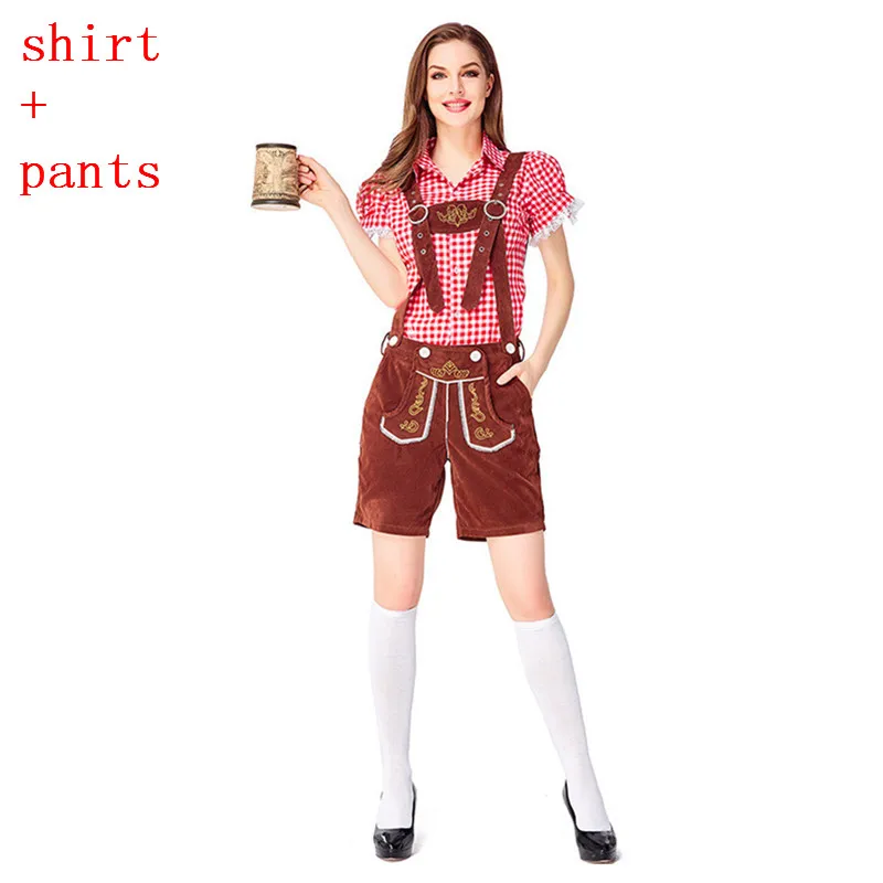 shirt pants 7 Bavarian костюм для Октоберфеста костюм для немецкого фестиваля Октоберфест женская рубашка с вырезами костюмы для Октоберфеста шляпа Женская Вечерние модная одежда - Цвет: shirt pants 7