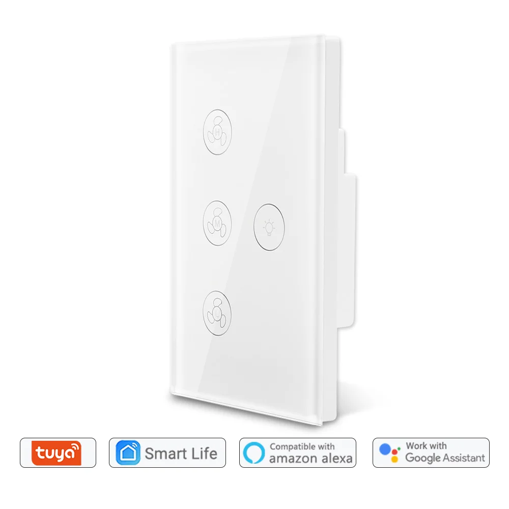 Tuya Smart Life WiFi Ceiling Fan Light Switch Remote Control Google Home Echo Alexa Voice